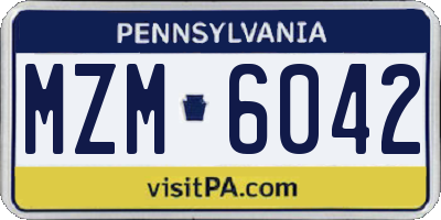 PA license plate MZM6042