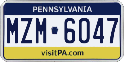 PA license plate MZM6047
