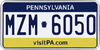 PA license plate MZM6050