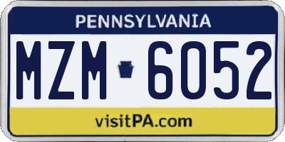 PA license plate MZM6052