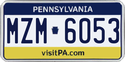 PA license plate MZM6053