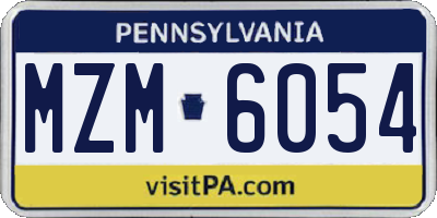 PA license plate MZM6054
