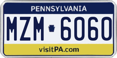 PA license plate MZM6060