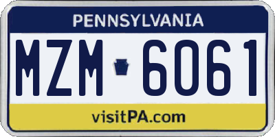 PA license plate MZM6061