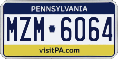 PA license plate MZM6064