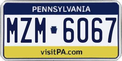 PA license plate MZM6067