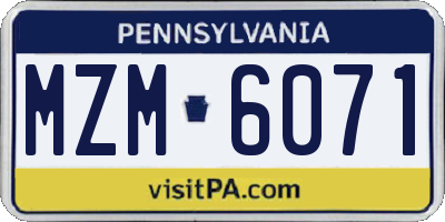 PA license plate MZM6071