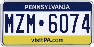 PA license plate MZM6074