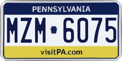 PA license plate MZM6075