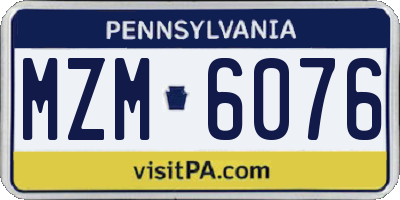 PA license plate MZM6076