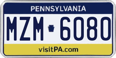 PA license plate MZM6080