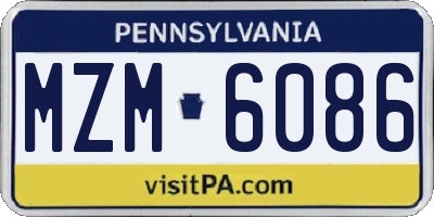 PA license plate MZM6086