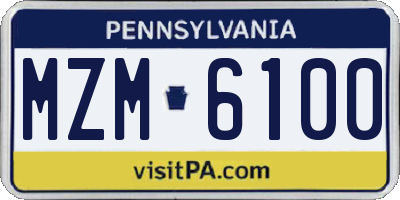 PA license plate MZM6100