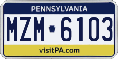 PA license plate MZM6103