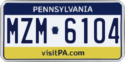 PA license plate MZM6104
