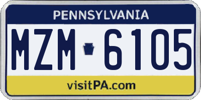 PA license plate MZM6105