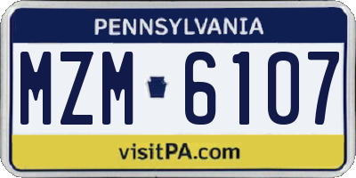 PA license plate MZM6107