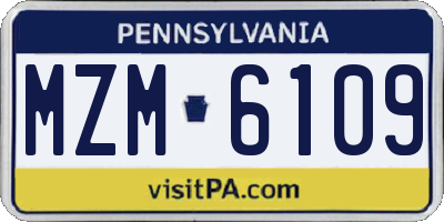 PA license plate MZM6109