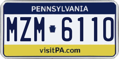PA license plate MZM6110