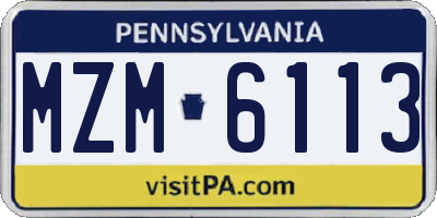 PA license plate MZM6113