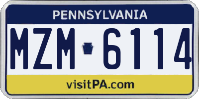 PA license plate MZM6114