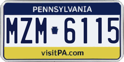 PA license plate MZM6115