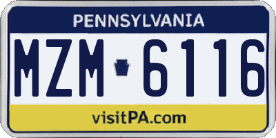 PA license plate MZM6116