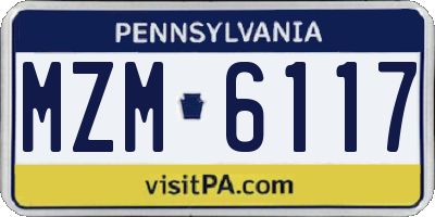 PA license plate MZM6117