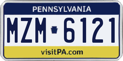PA license plate MZM6121