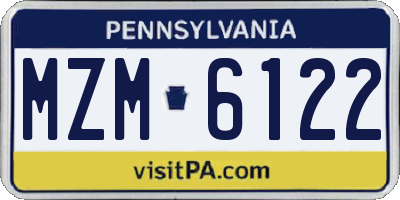 PA license plate MZM6122
