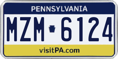PA license plate MZM6124