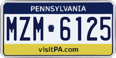 PA license plate MZM6125