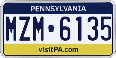 PA license plate MZM6135