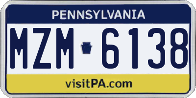 PA license plate MZM6138