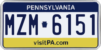 PA license plate MZM6151