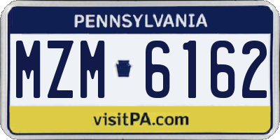 PA license plate MZM6162
