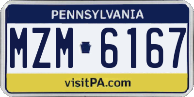 PA license plate MZM6167