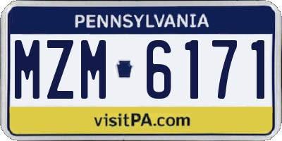PA license plate MZM6171