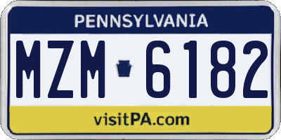 PA license plate MZM6182