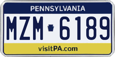 PA license plate MZM6189