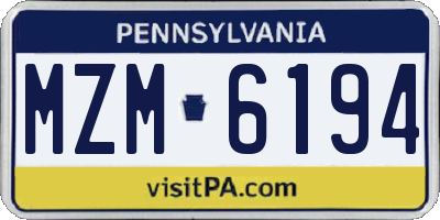PA license plate MZM6194