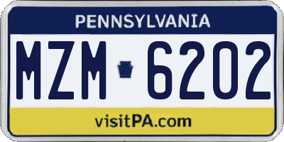 PA license plate MZM6202