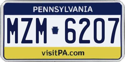 PA license plate MZM6207