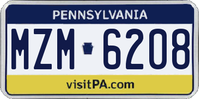 PA license plate MZM6208