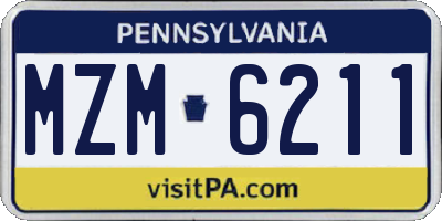 PA license plate MZM6211