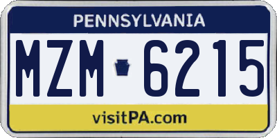 PA license plate MZM6215