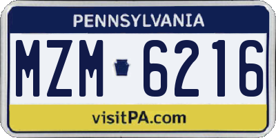 PA license plate MZM6216