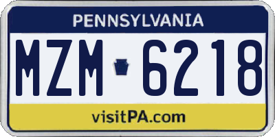 PA license plate MZM6218