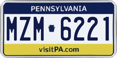PA license plate MZM6221