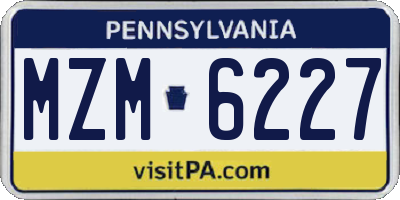 PA license plate MZM6227